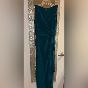 Great Condition! Chaps Teal Green Maxi Dress with Draped Detail